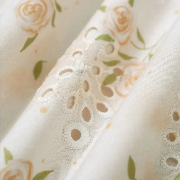 Women's Cream Floral Midi Sundress with Square Neck - Picture 4 of 6